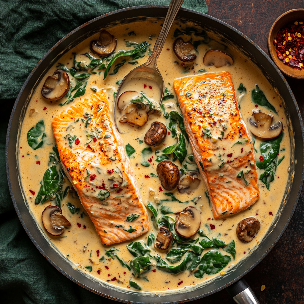 Easy Creamy Salmon Florentine