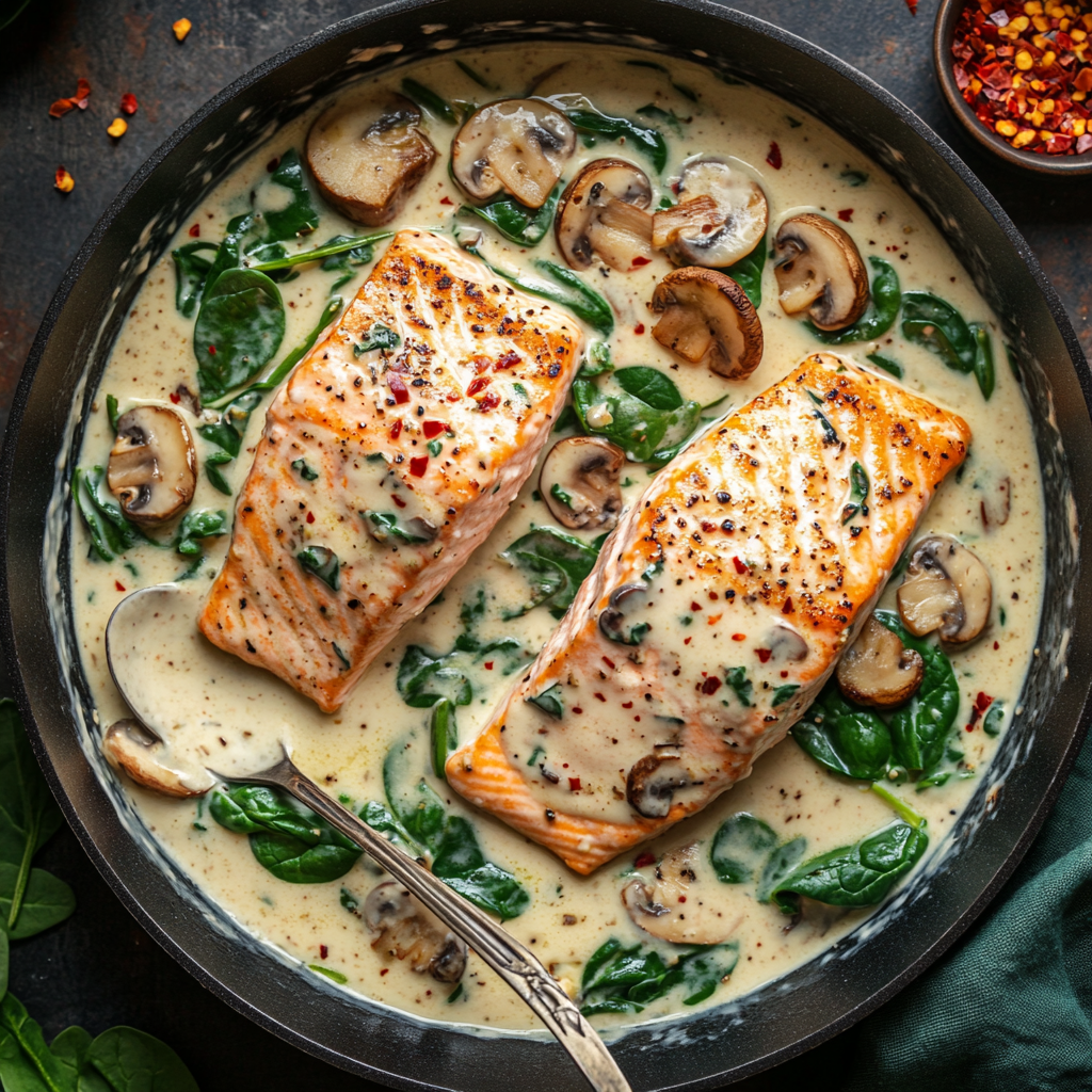Easy Creamy Salmon Florentine