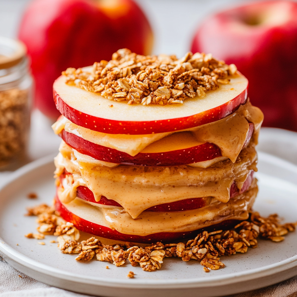 Peanut Butter Apple Sandwiches with Granola