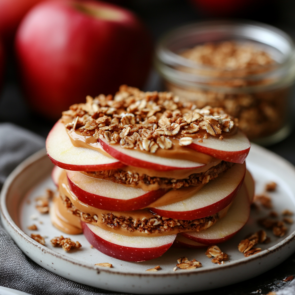Peanut Butter Apple Sandwiches with Granola