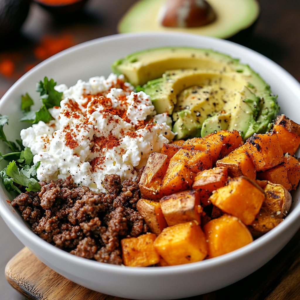 Cottage Cheese Ground Beef & Hot Honey Bowls