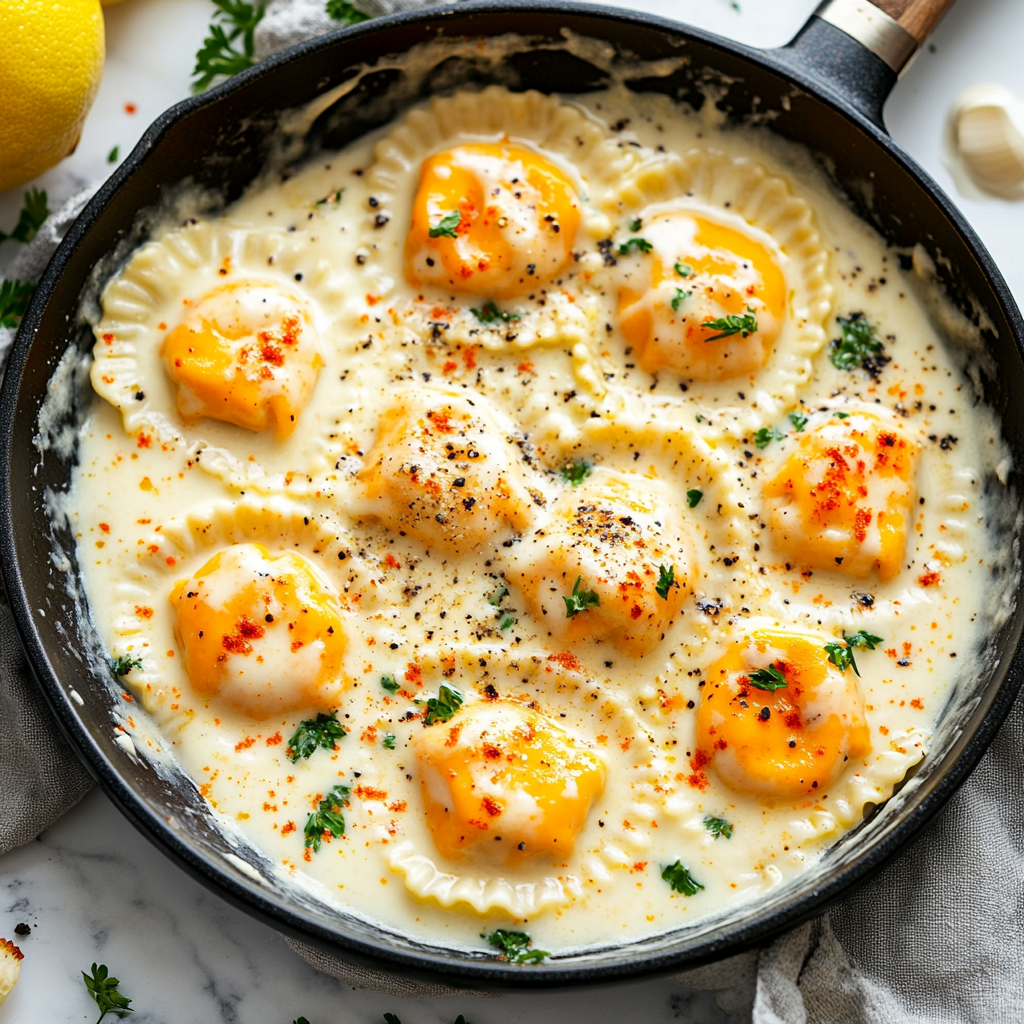 Lobster Ravioli in Zesty Lemon Butter Sauce
