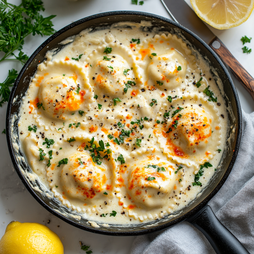 Lobster Ravioli in Zesty Lemon Butter Sauce