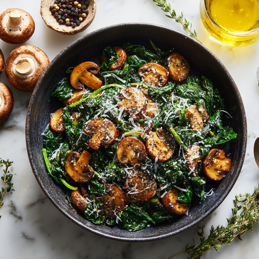 Sauteed Mushrooms with Spinach