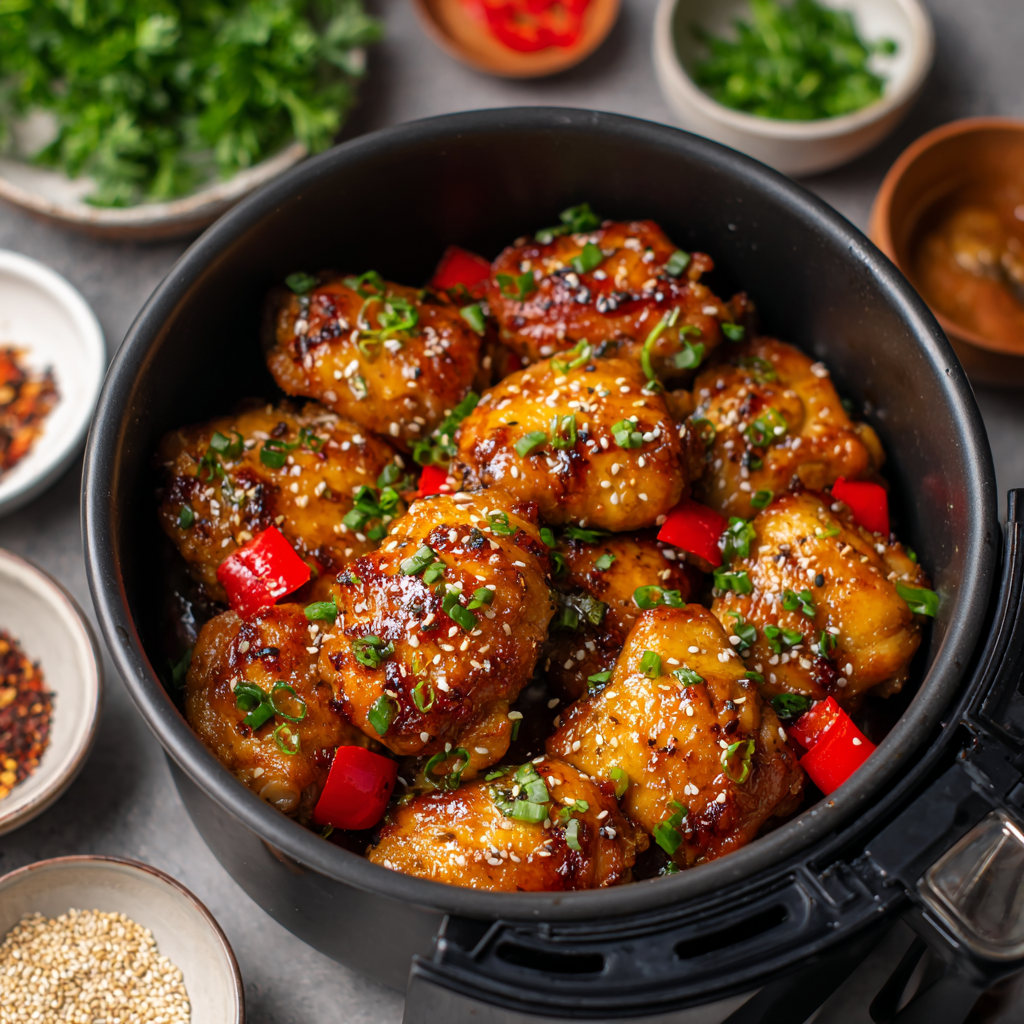 Air Fryer Korean Soy Garlic Chicken Thighs
