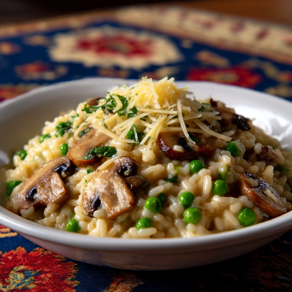 Shiitake and Sweet Pea Risotto Recipe - Recipe Image