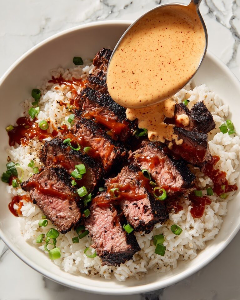 Korean BBQ Steak Rice Bowls with Spicy Cream Sauce Recipe