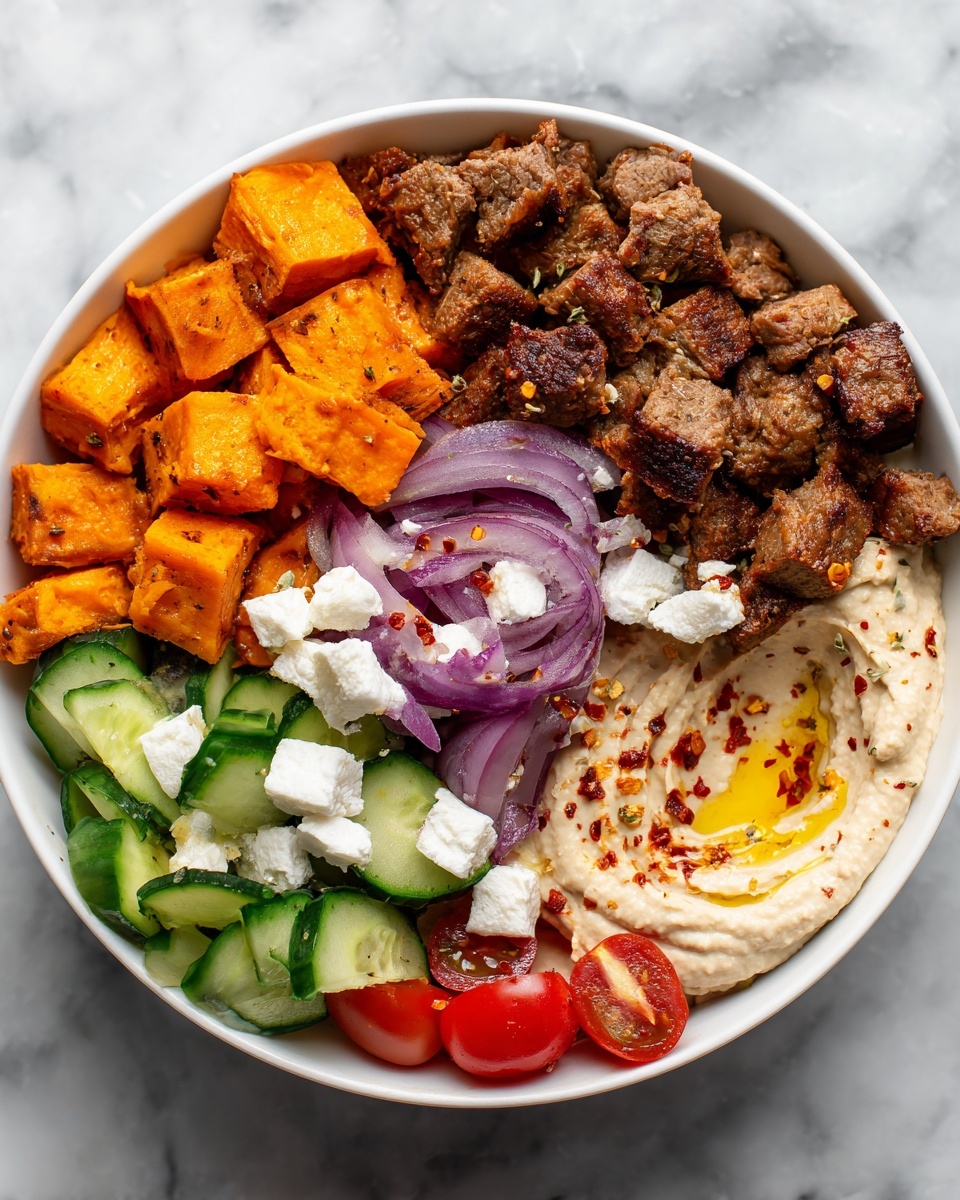 Ground Beef Bowls with Roasted Sweet Potatoes and Fresh Toppings Recipe - Recipe Image