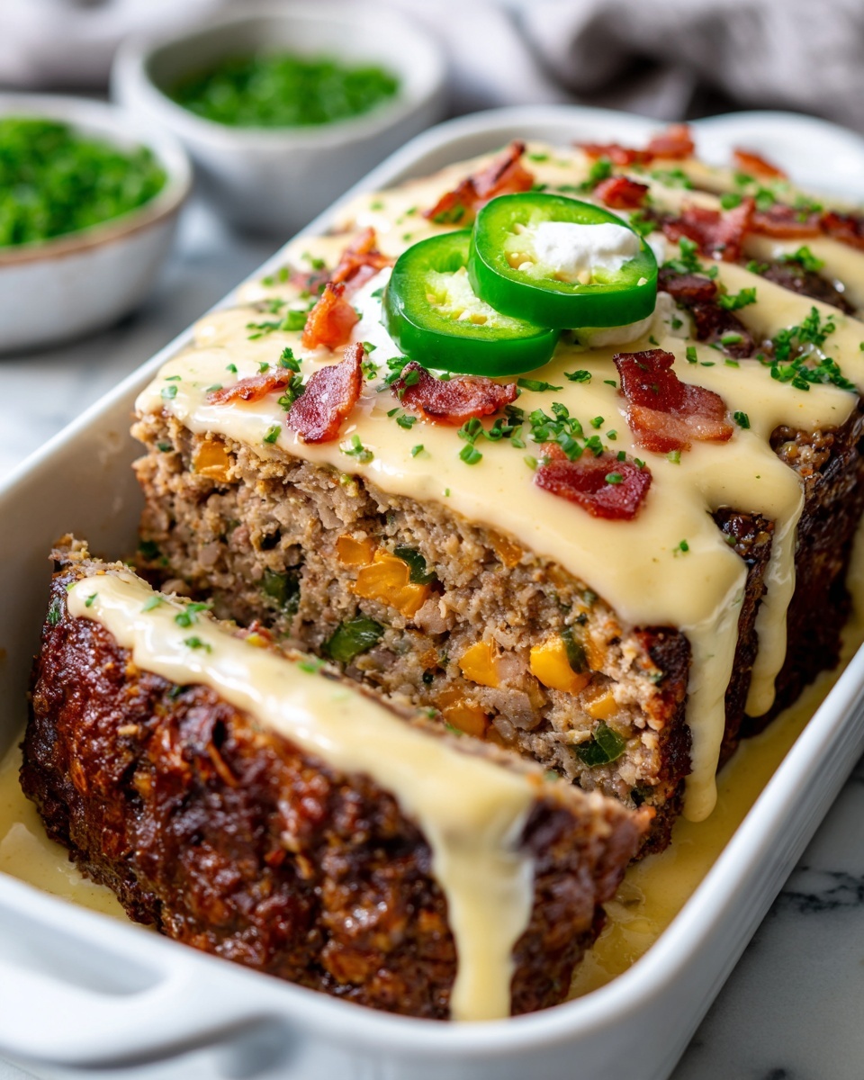 Smoky Jalapeño Popper Meatloaf with Creamy Ranch Drizzle Recipe - Recipe Image