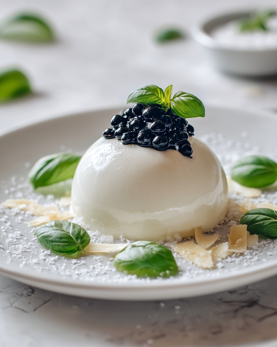 Parmesan Panna Cotta with Balsamic Caviar Pearls Recipe - Recipe Image