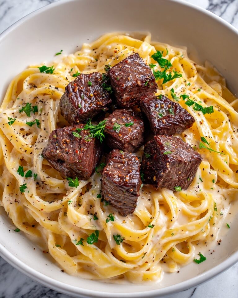 Garlic Butter Steak Bites with Creamy Parmesan Pasta Recipe