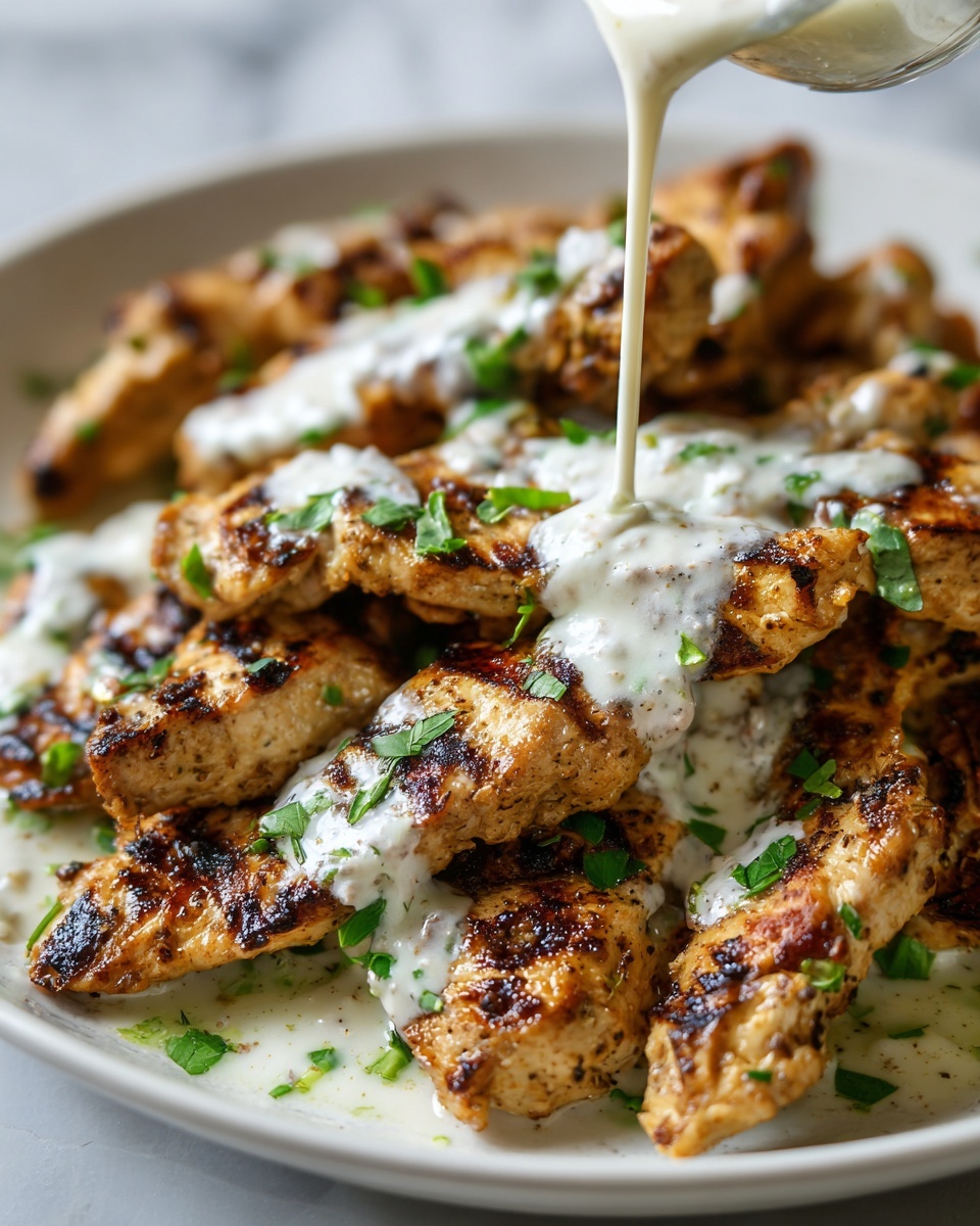 Grilled Chicken Bites with Creamy Garlic Sauce Recipe - Recipe Image