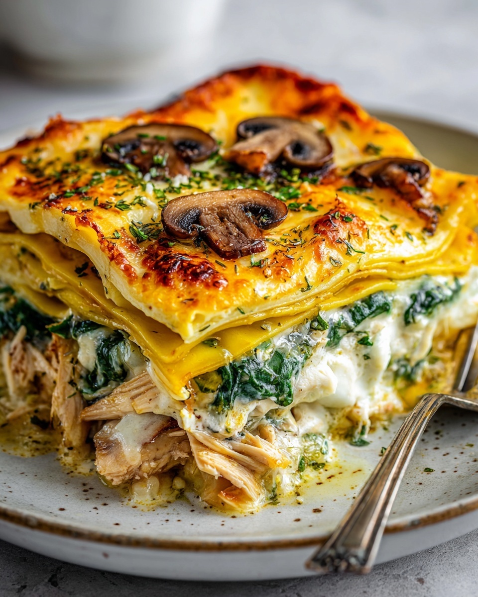 Chicken, Mushroom, and Spinach Lasagna Recipe - Recipe Image