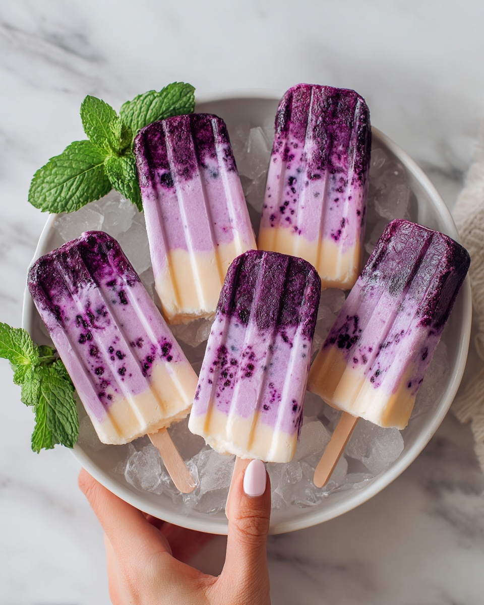 Blackberry, Pineapple, and Coconut Swirl Italian Ice Pops Recipe - Recipe Image