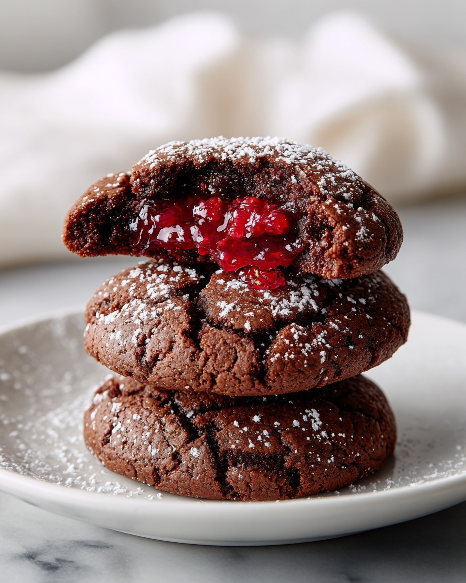 Chocolate Raspberry Crinkle Cookies Recipe - Recipe Image