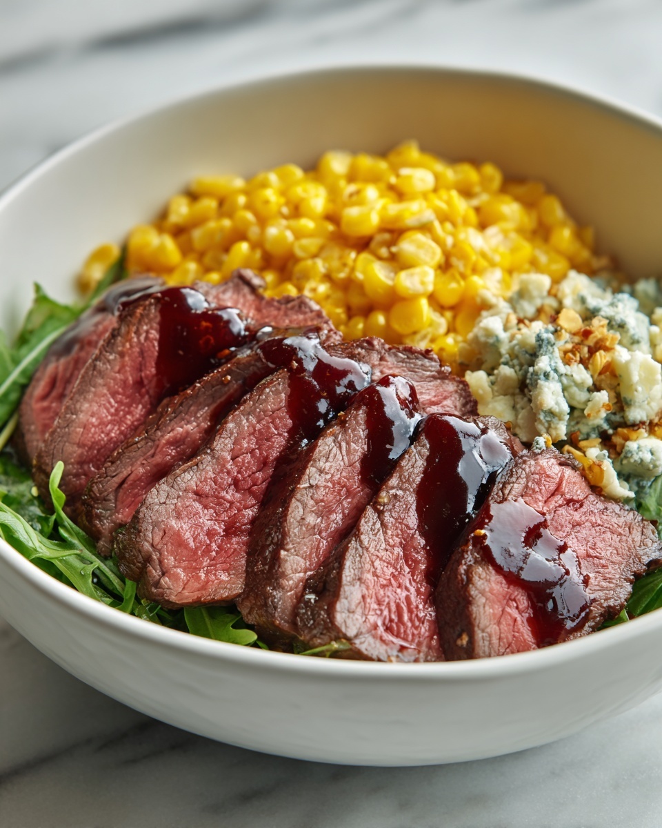 Grilled Balsamic Steak Salad with Gorgonzola and Corn Recipe - Recipe Image