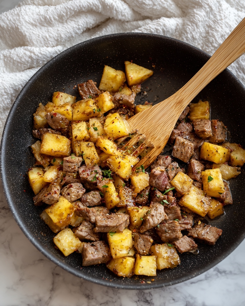 Garlic Butter Steak Bites with Herb Potatoes Recipe - Recipe Image