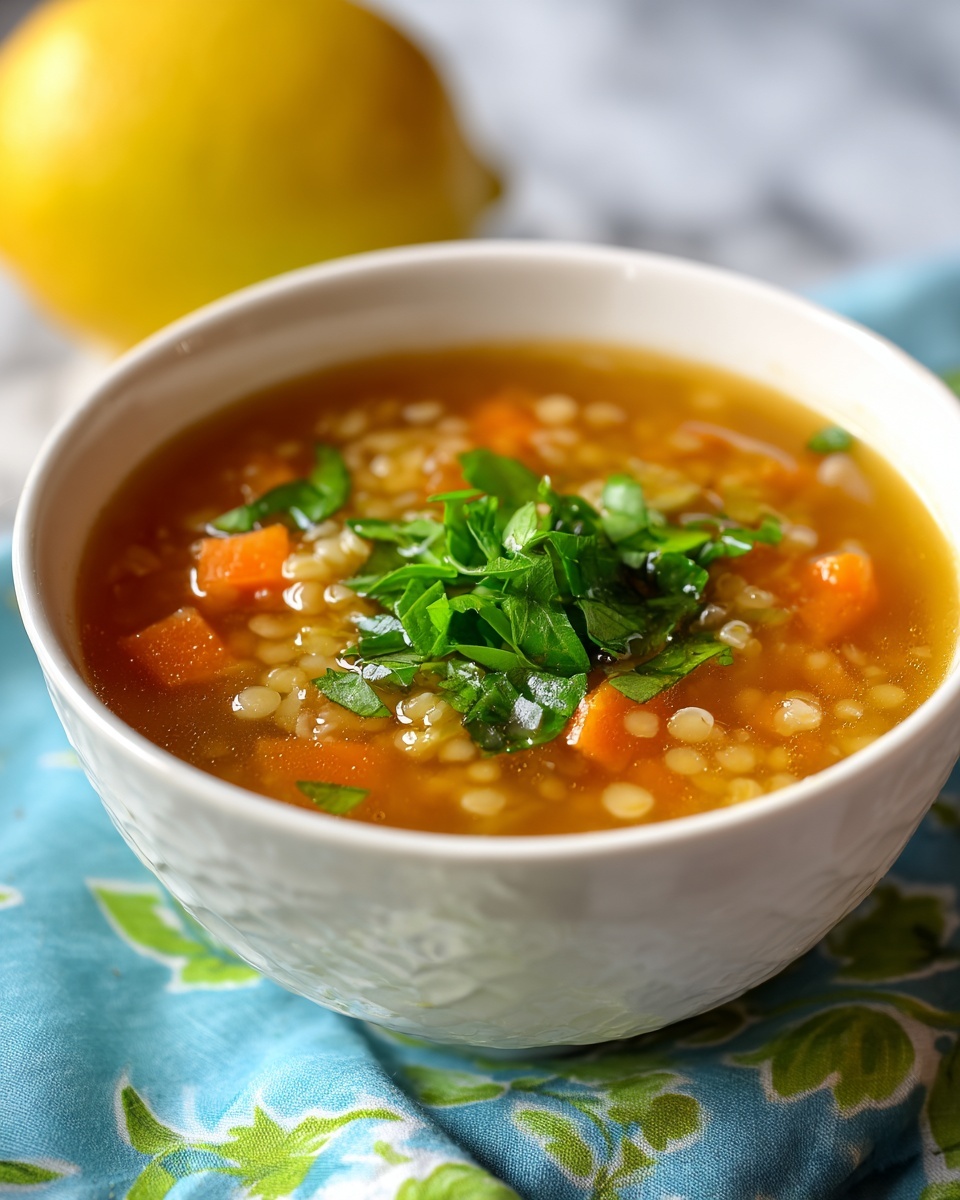 Lentil and Bulgur Soup with Lemon and Parsley Recipe - Recipe Image