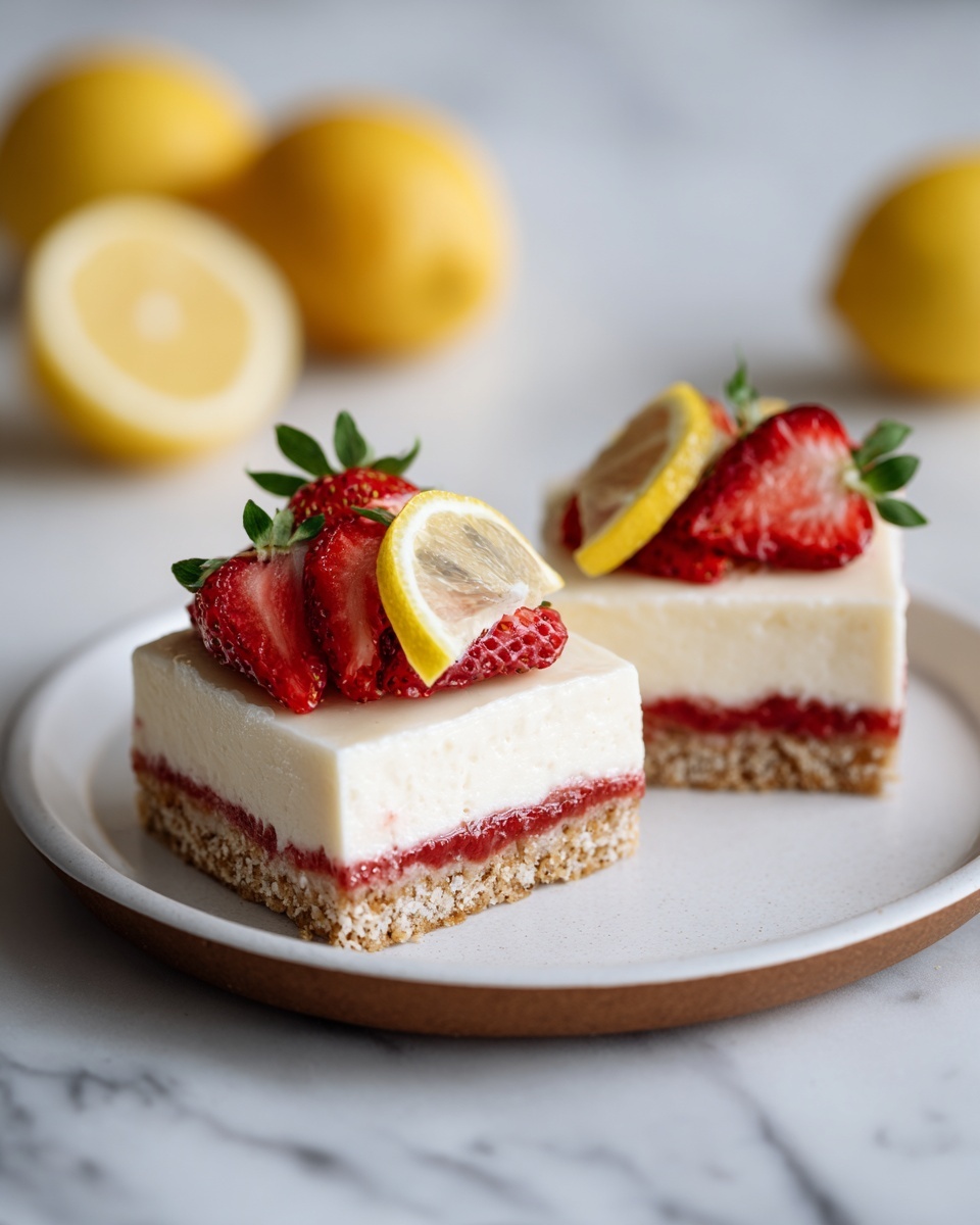 Strawberry Lemonade Cheesecake Bars Recipe - Recipe Image