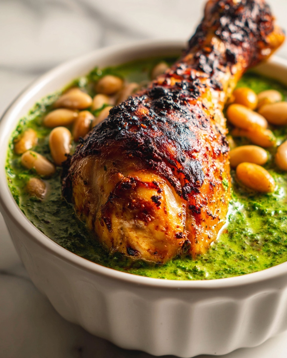 One-Pan Crispy Chicken with Cannellini Beans and Pistachio Pesto Recipe - Recipe Image