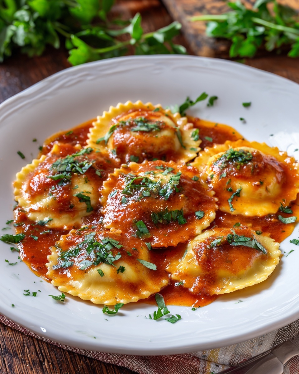 Raviolis with Creamy Harissa Sauce Recipe - Recipe Image