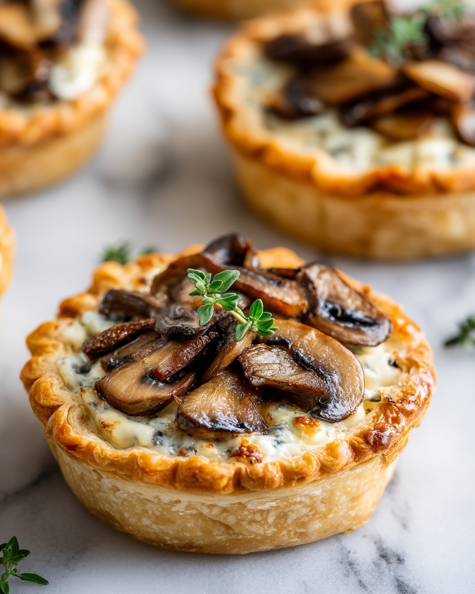 Mushroom, Shallot, and Herbed Goat Cheese Tarts Recipe - Recipe Image