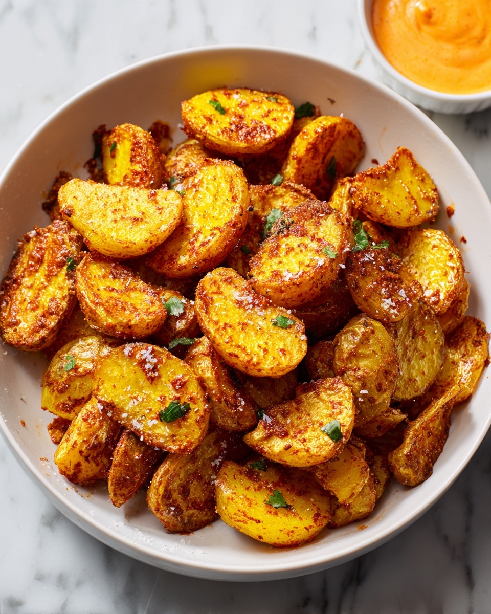 Crunchy Parmesan Crusted Potatoes with Tobiko Gochujang Dip Recipe - Recipe Image