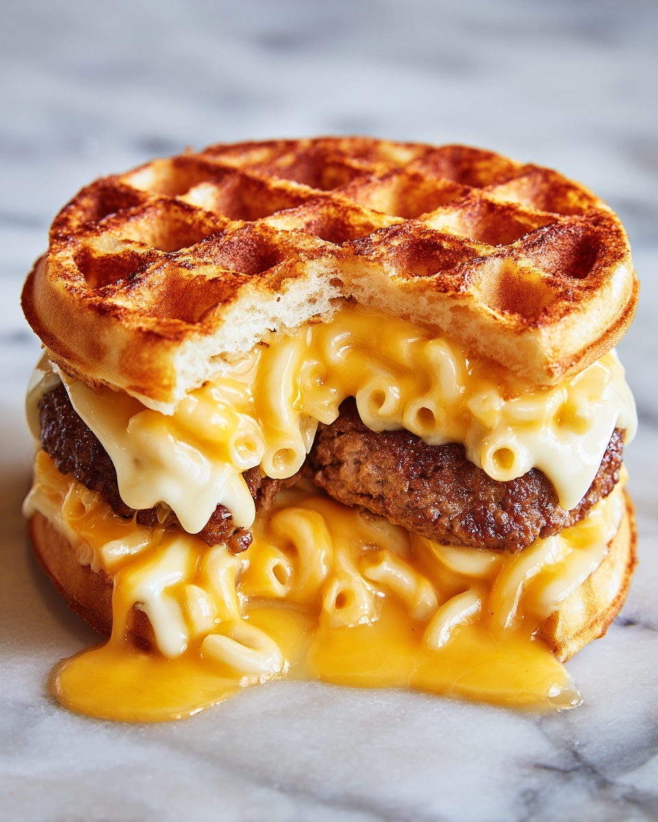 Macaroni and Cheese Waffle Cheeseburger Recipe - Recipe Image