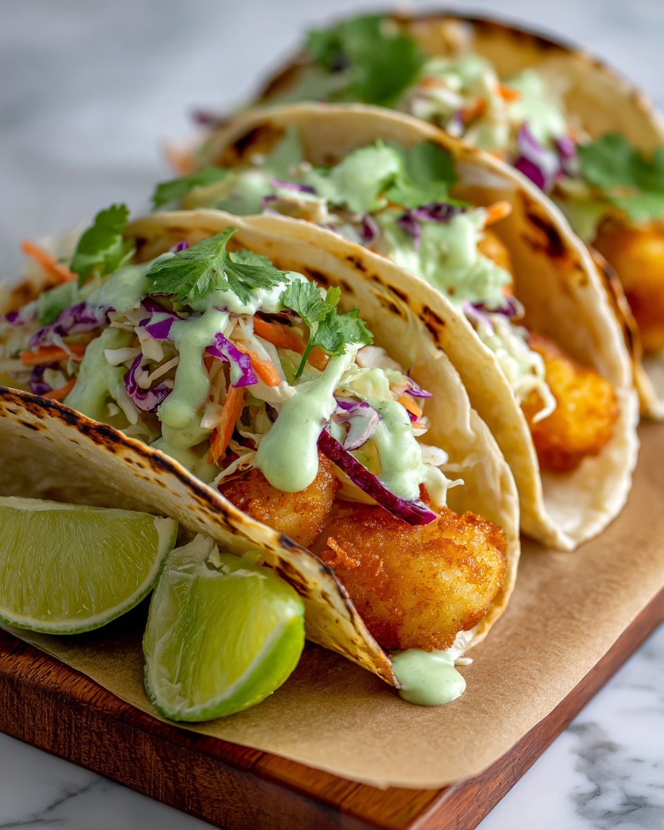 Crispy Fish Tacos with Cilantro Lime Slaw Recipe - Recipe Image