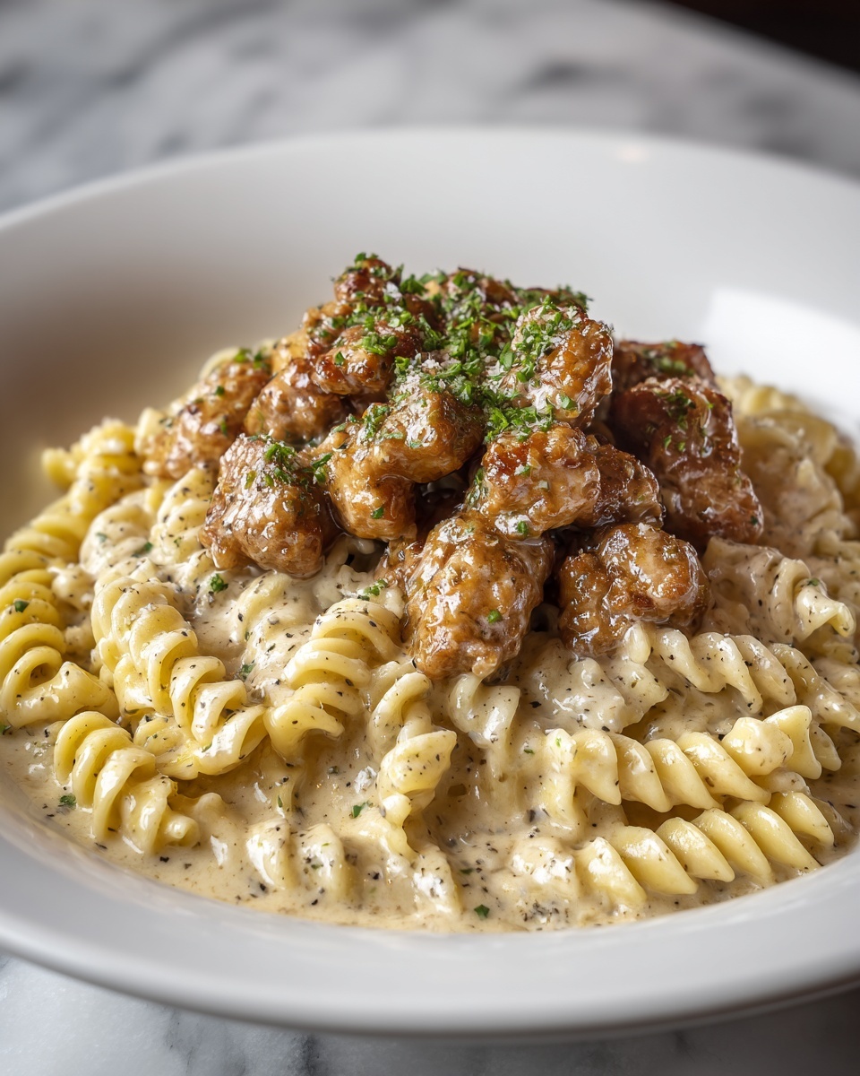 Garlic Butter Chicken Bites & Spicy Cajun Alfredo Twisted Pasta Recipe - Recipe Image