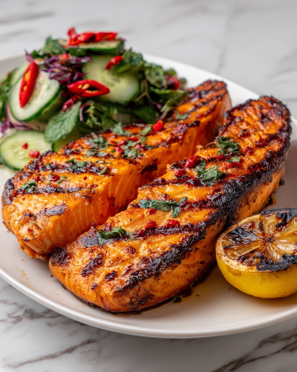 Soy Salmon Steak with Sambal Salad Recipe - Recipe Image