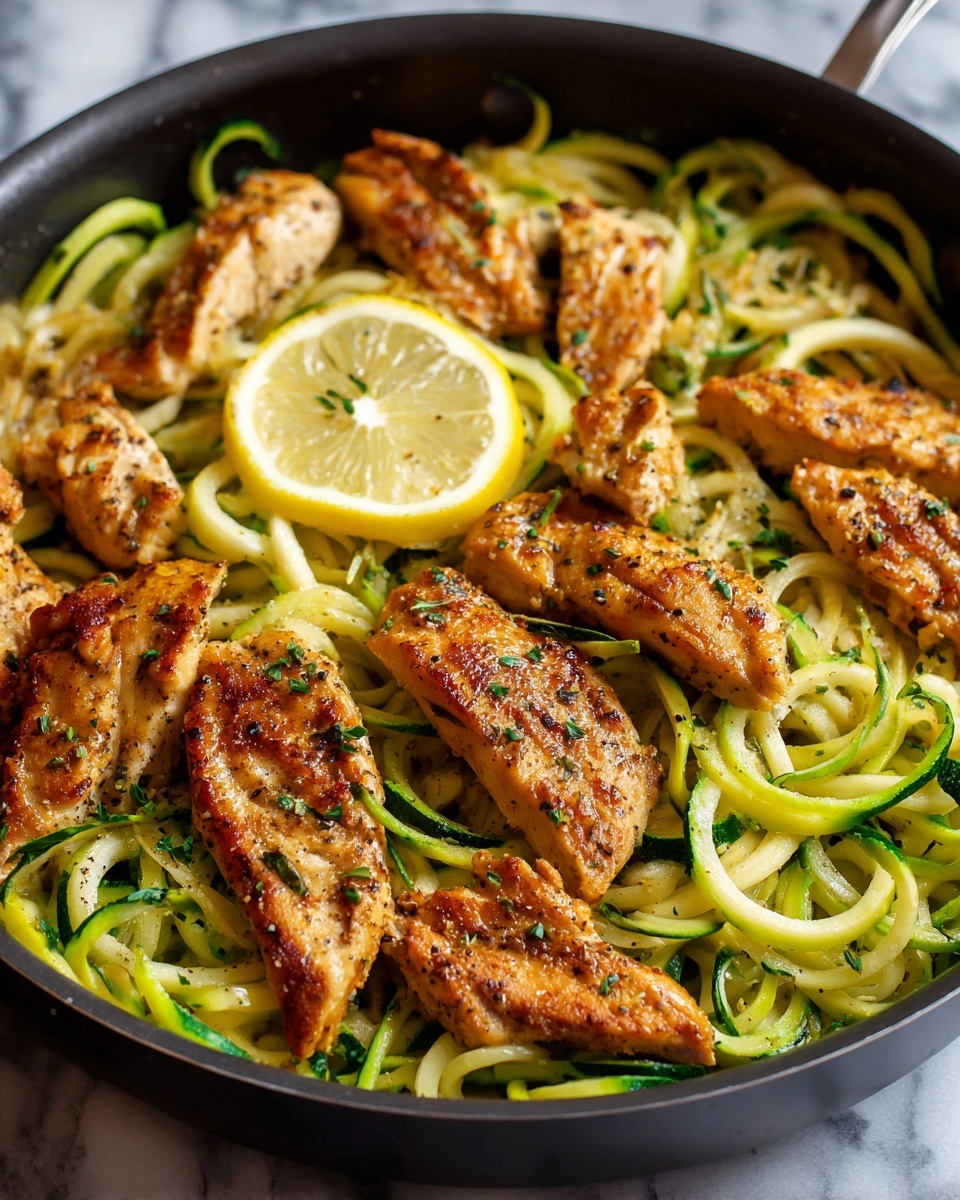 Lemon Garlic Chicken Zoodles Recipe - Recipe Image
