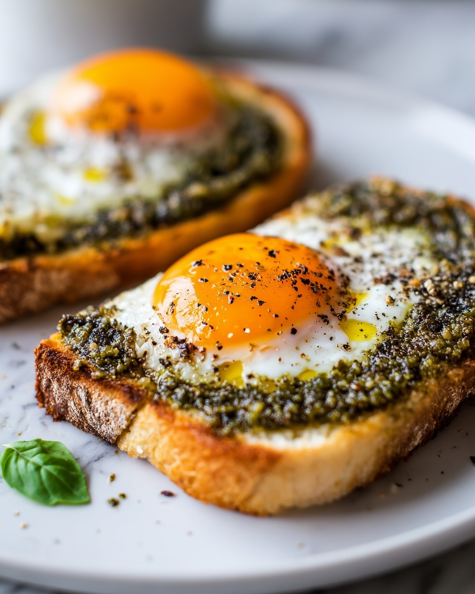 Pesto Eggs on Sourdough Toast with Herbed Goat Cheese Recipe - Recipe Image