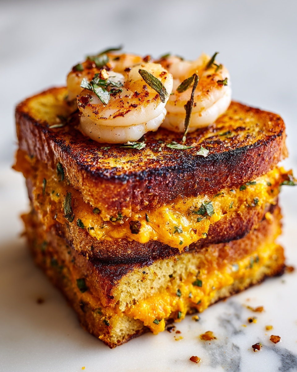 Shrimp Grilled Cheese with Garlic Bread Recipe - Recipe Image