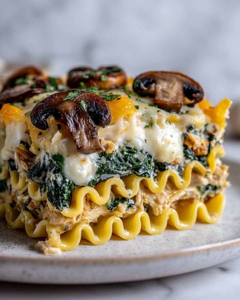 Chicken, Mushroom, and Spinach Lasagna Recipe - Recipe Image