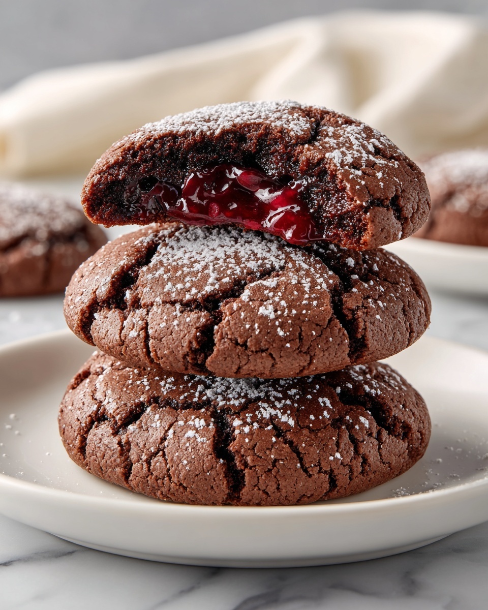 Chocolate Raspberry Crinkle Cookies Recipe - Recipe Image
