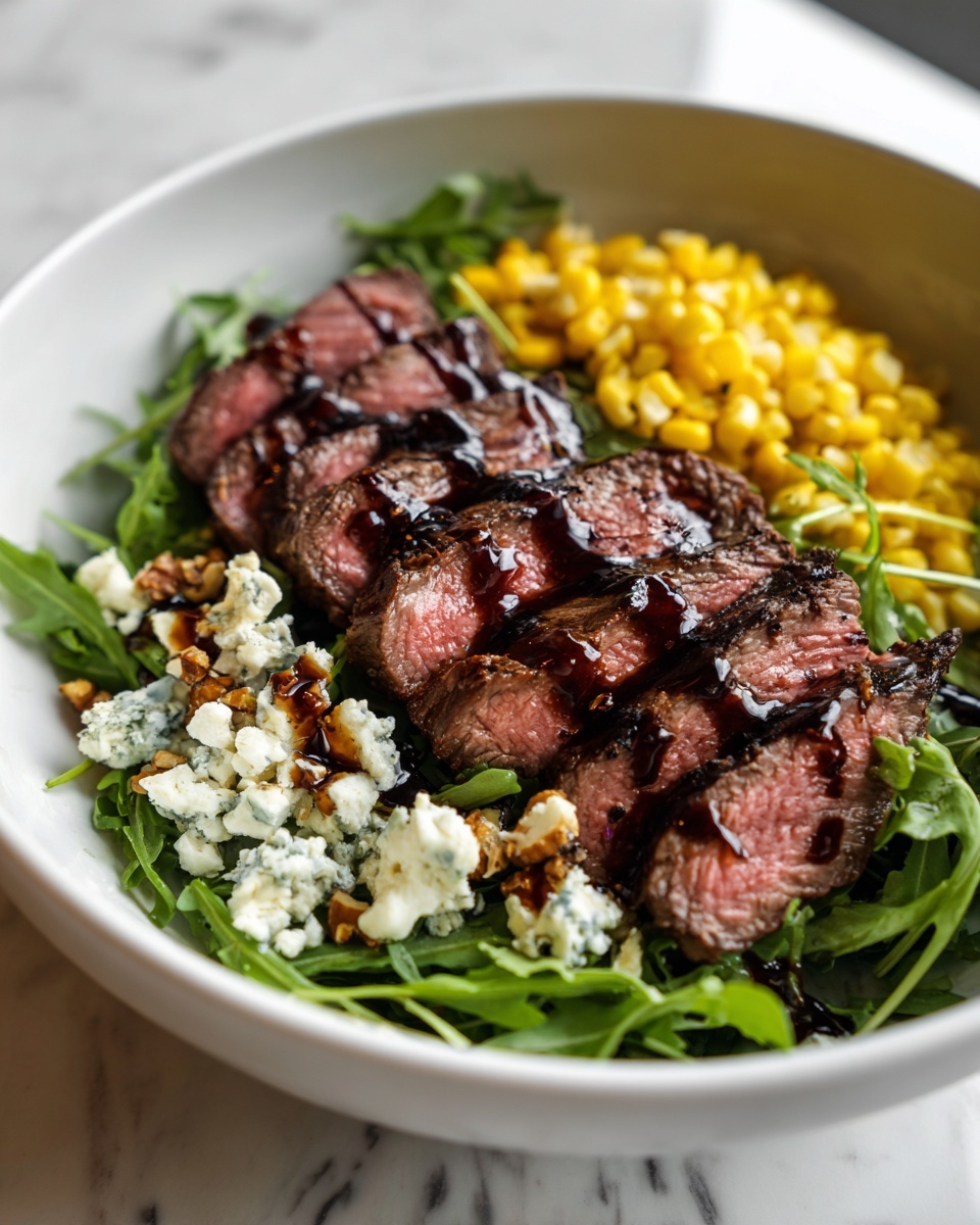 Grilled Balsamic Steak Salad with Gorgonzola and Corn Recipe - Recipe Image