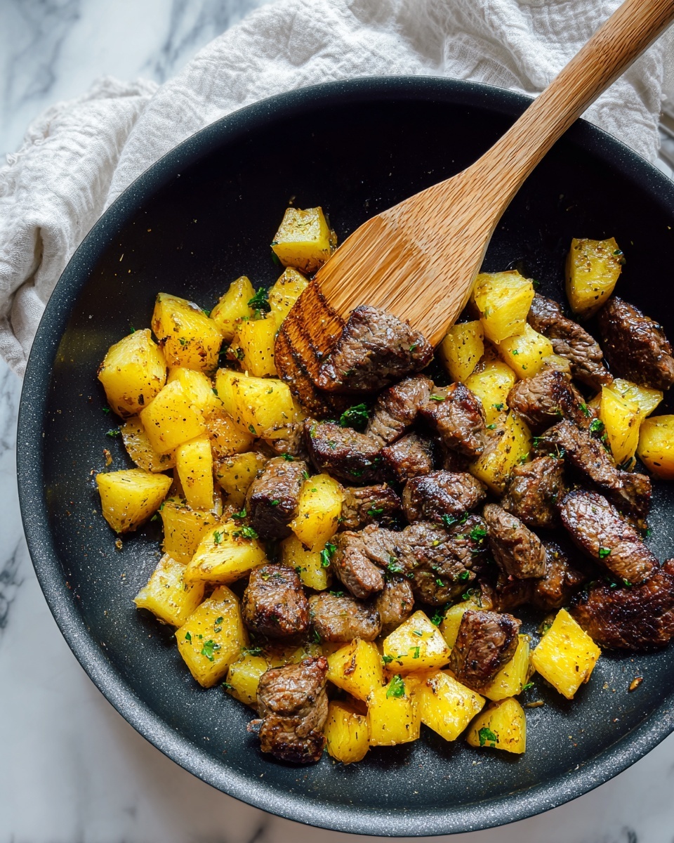 Garlic Butter Steak Bites with Herb Potatoes Recipe - Recipe Image