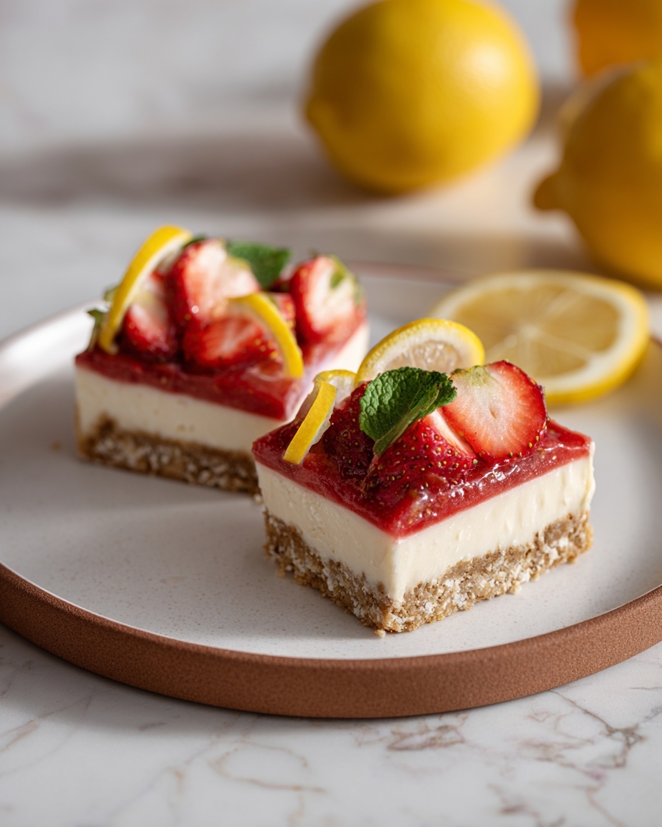 Strawberry Lemonade Cheesecake Bars Recipe - Recipe Image