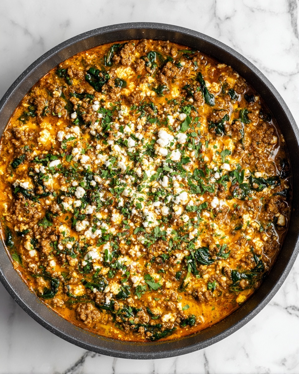 Ground Beef and Spinach Skillet with Feta Recipe - Recipe Image