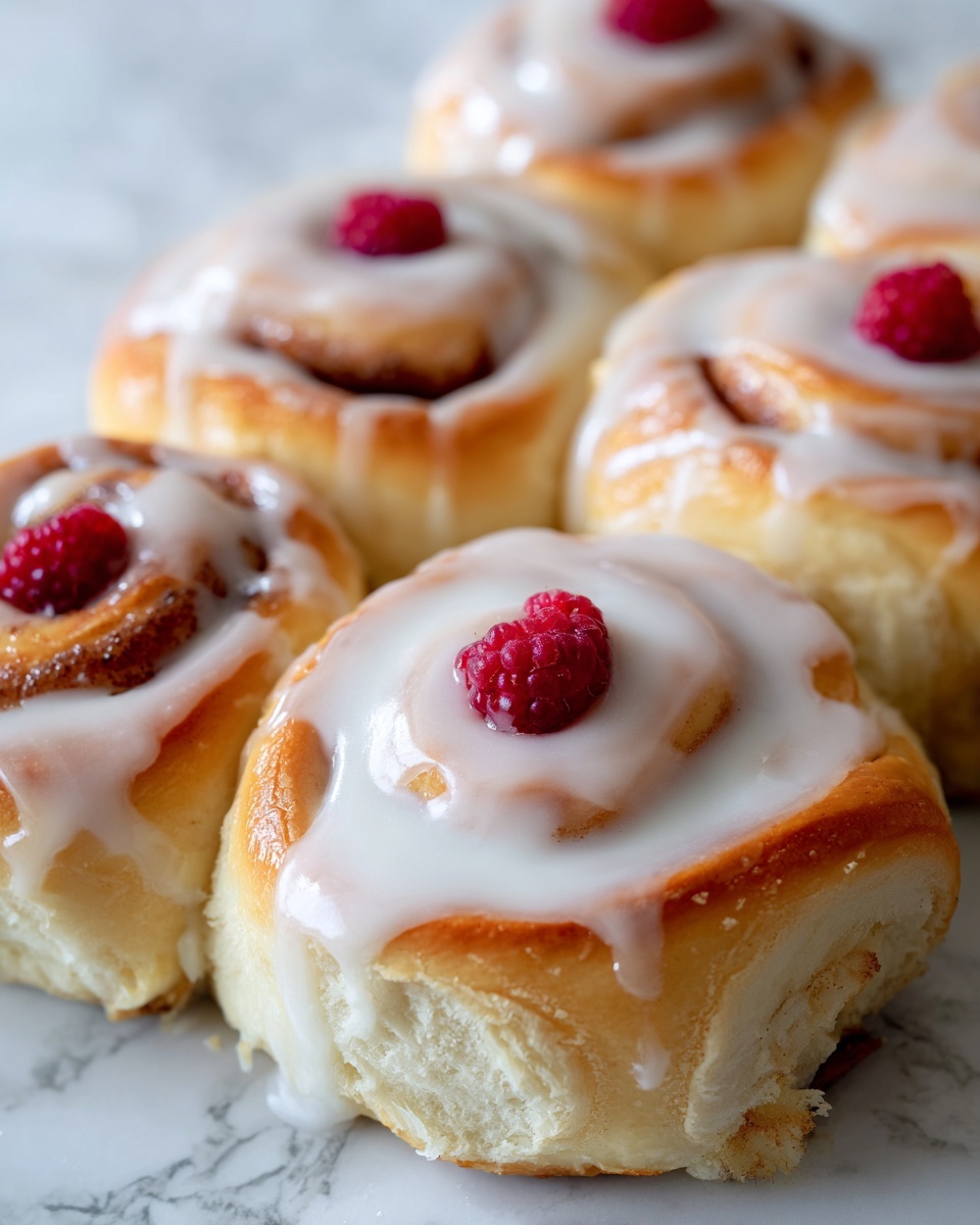 Raspberry Cinnamon Rolls with Lemon Glaze Recipe - Recipe Image