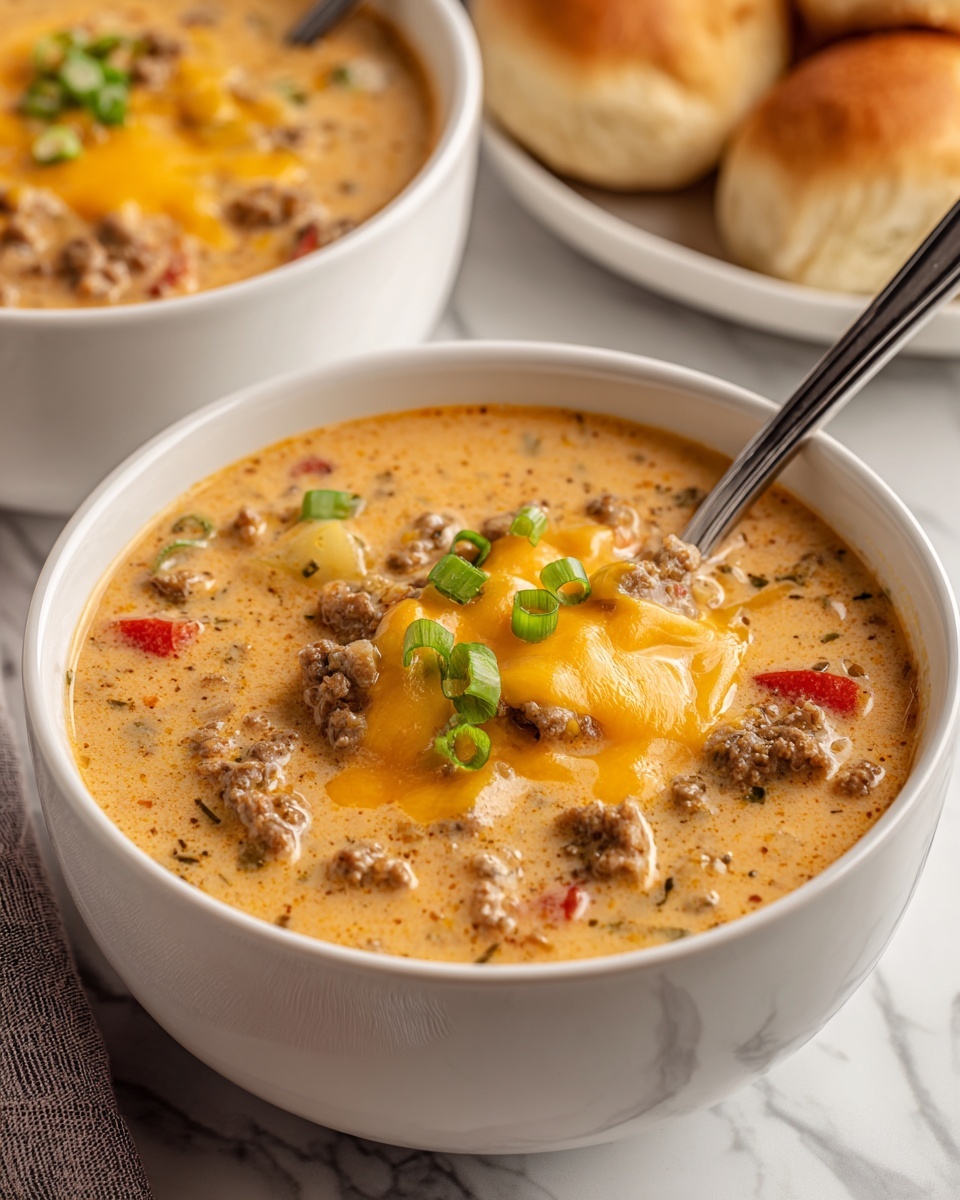 Slow Cooker Cheesy Burger-Flavored Soup Recipe - Recipe Image