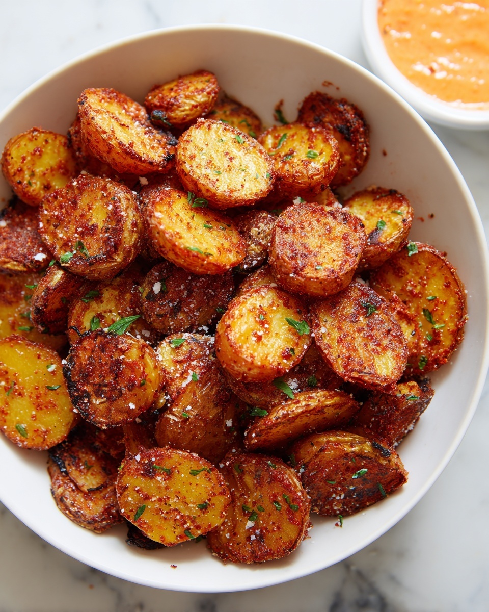 Crunchy Parmesan Crusted Potatoes with Tobiko Gochujang Dip Recipe - Recipe Image