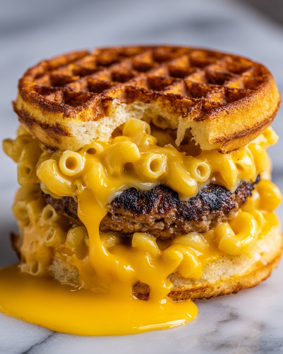 Macaroni and Cheese Waffle Cheeseburger Recipe - Recipe Image
