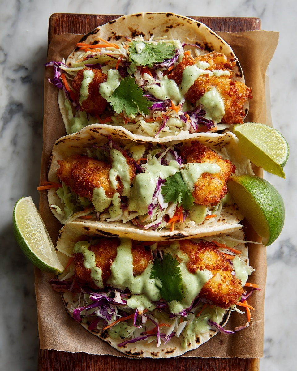 Crispy Fish Tacos with Cilantro Lime Slaw Recipe - Recipe Image