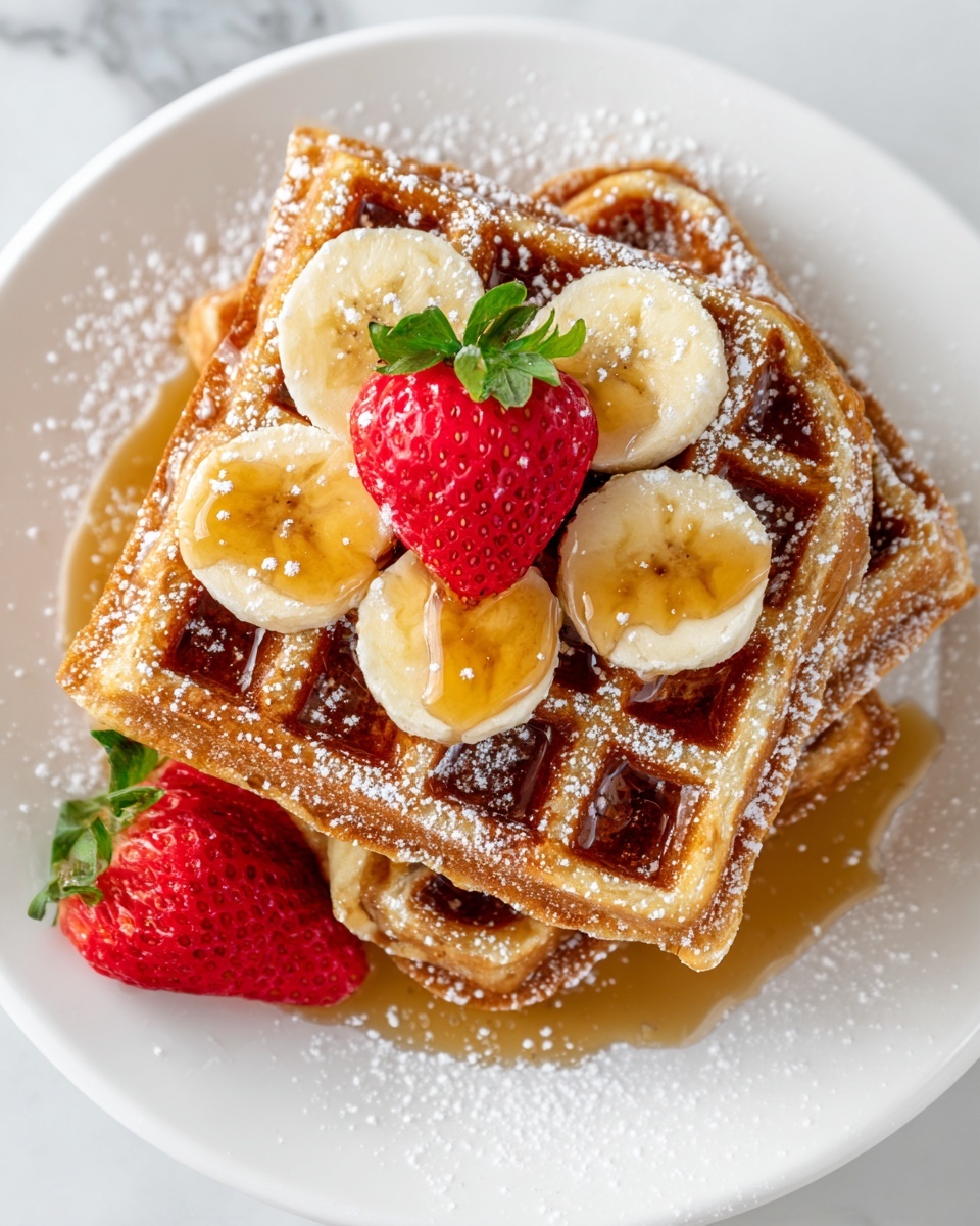 Caramelized Coconut Banana Bread Waffle French Toast Recipe - Recipe Image