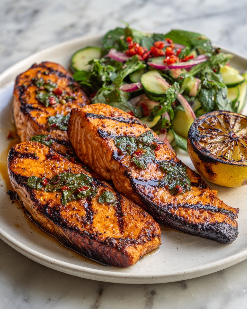Soy Salmon Steak with Sambal Salad Recipe - Recipe Image