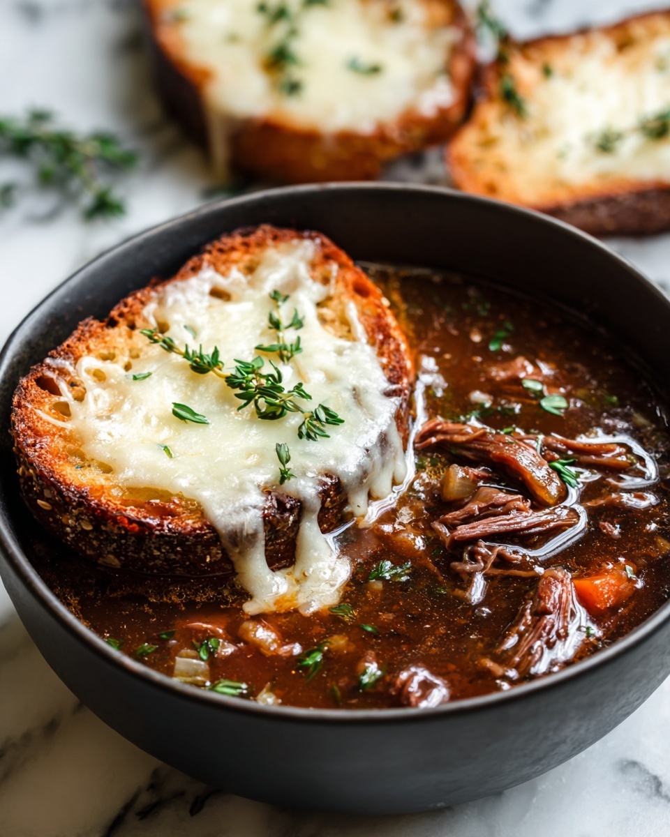 French Onion Short Rib Soup with Cheesy Gruyère Toast Recipe - Recipe Image