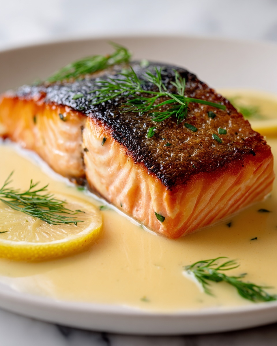 Blackened Salmon with Creole Lemon Dill Sauce Recipe - Recipe Image