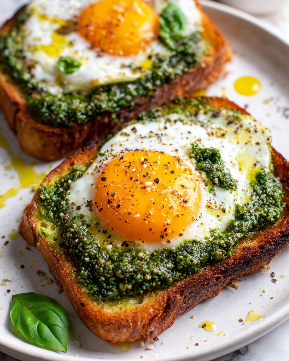 Pesto Eggs on Sourdough Toast with Herbed Goat Cheese Recipe - Recipe Image